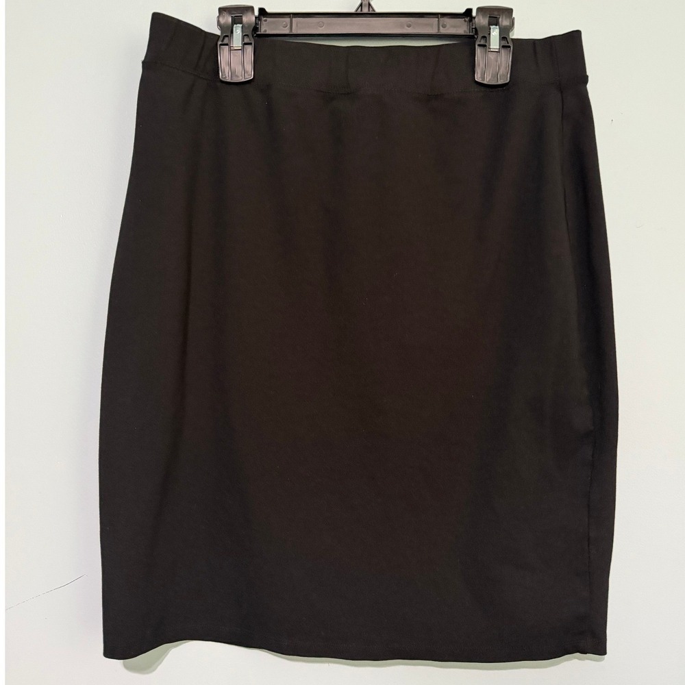 Iris Women's 2X Black‎ Pencil Skirt Plus Size Elastic Waist Ponte 1644